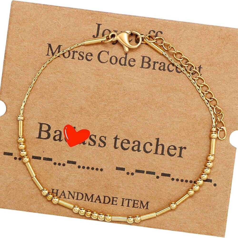 Silver Morse Code Bracelets For Women Adjustable … - image 1